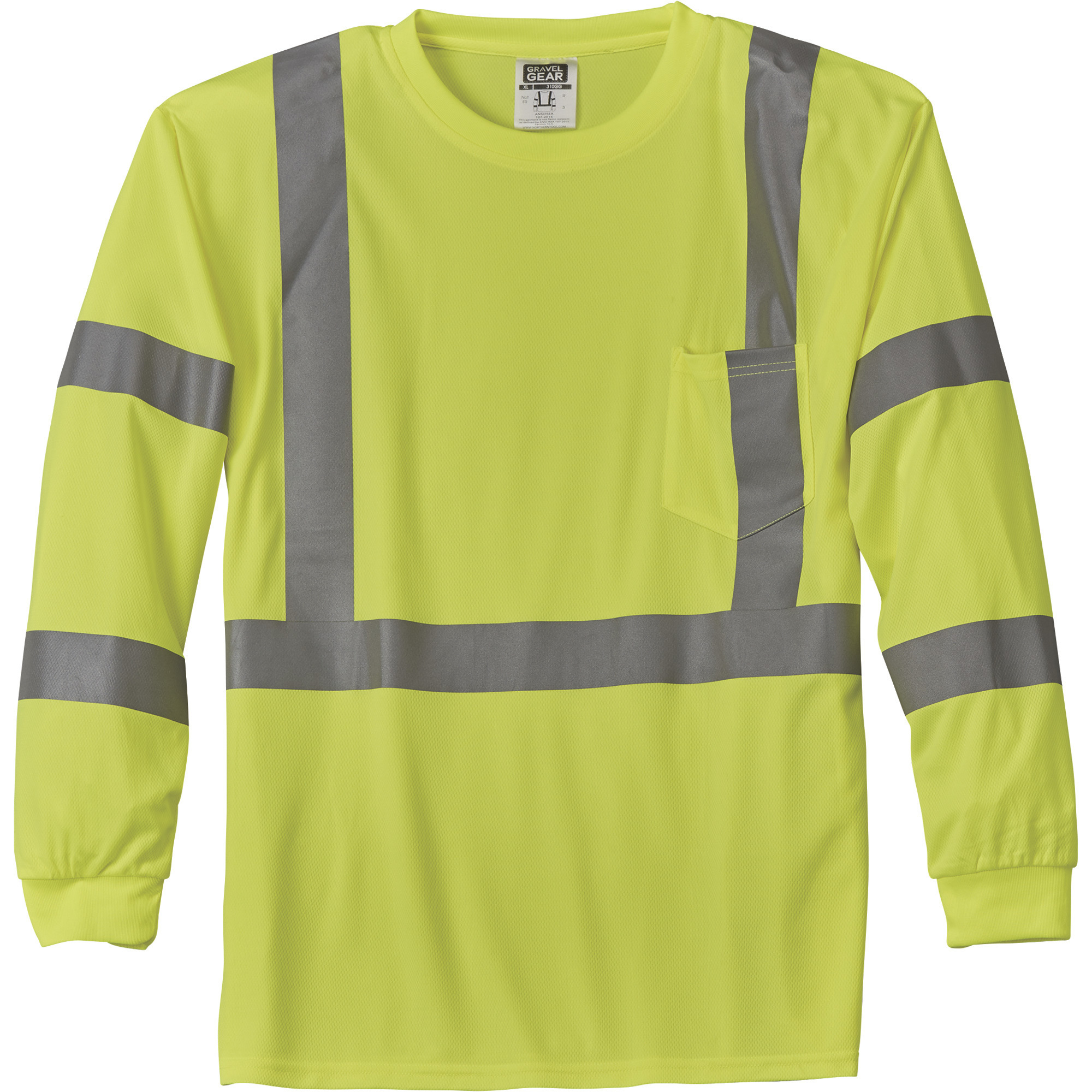 Gravel Gear HV Men's Class 3 High Visibility High-Performance Long Sleeve T-Shirt, Lime